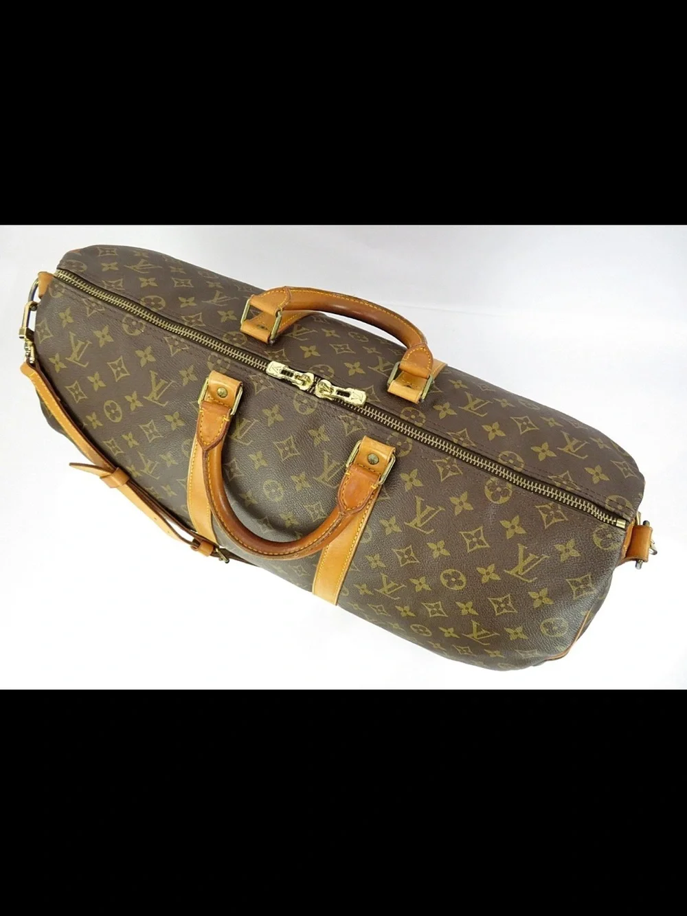 Louis Vuitton Brown Monogram Duffel with Tan Leather Trim